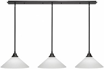 Toltec Lighting 48-DG-4011 Stem - 3 Light Linear Pendalier-8.5 Inches Tall and 16 Inches Wide, Finish Color Dark Granite, Glass Color White Matrix