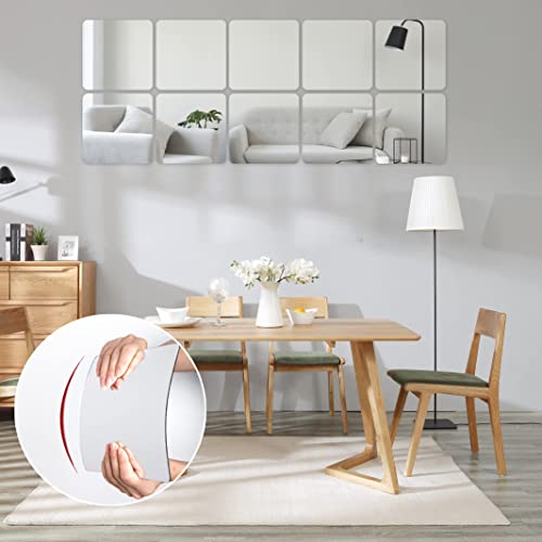 Wangshun Silver Acrylic Non Glass Mirror Sheets Self Adhesive Tiles Wall Sticky Full Length Mirror Frameless Home Gym Kids Safe Mirror(6X9Inches,(10-Pack)) #TOP2