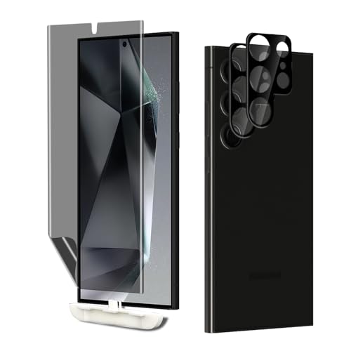 PaceBid Privacidad Protector Pantalla Compatible con Samsung Galaxy S24 Ultra 5G, [1+2 Pack] TPU Anti Espía Protector de Pantalla + Protector Lente Cámara [Sin Burbujas] para Samsung Galaxy S24 Ultra