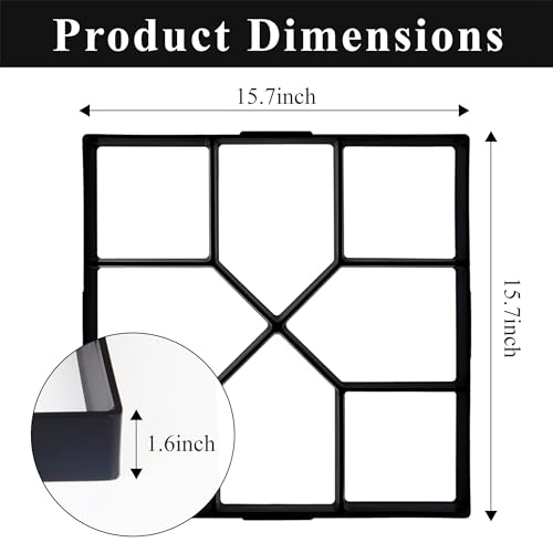 Upgrade Your Garden Pathways with Premium Concrete Molds – 15.7x15.7x1.57 Inch Square Paver Molds for Concrete, 2-Pack – Stepping Stone Molds for Walkways, Driveways, and Courtyards - Thumbnail 2