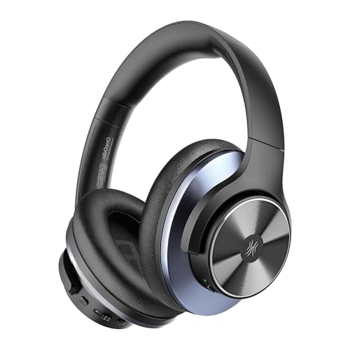 Image of OneOdio Focus A10 - Hybrid Active Noise Cancelling Headphones, Wireless Over-Ear Headphones with 62H Playtime, Fast Charging, Hi-Res Audio, Clear Calls, Bluetooth & Wired Mode for Travel Work (Black)
