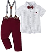 DISAUR Boy Suits Boys Wedding Outfit Dress Shirt with Bowtie/Suspender Pants for Formal Occasion ...