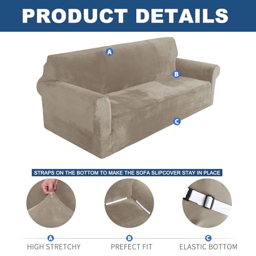 Housse de canapé extensible velours antidérapante fauteuil 1 place