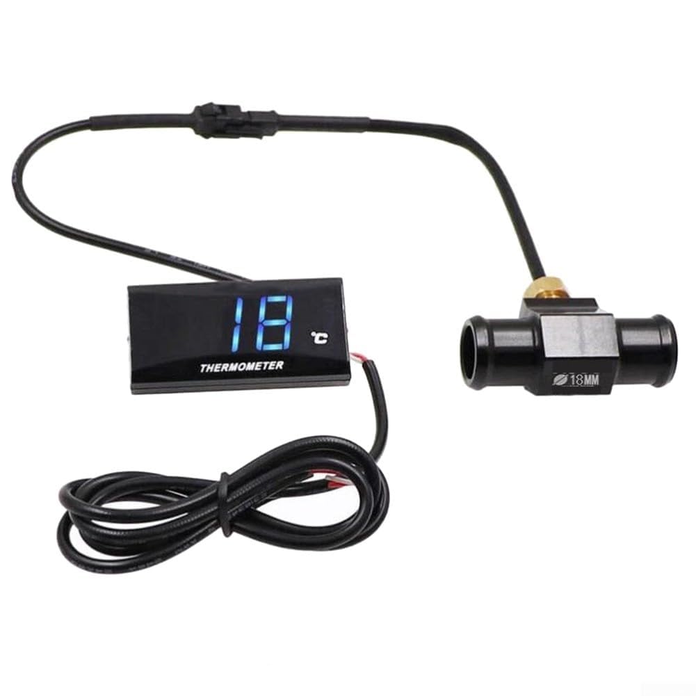 Jauge de température d'eau numérique pour moto avec capteur hygromètre pour véhicules DC 12 V, kit thermomètre étanche pour motos et voitures de course (18 mm)