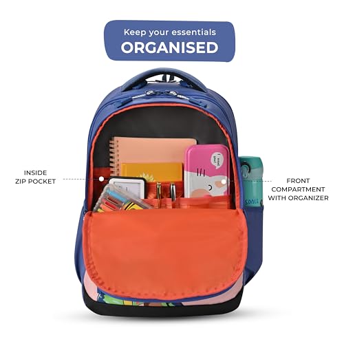 Image of Gear Tango Backpack 17 inch /29L Medium Water Resistant School Bag /Casual Backpack /Daypack /Kids Bag for Boys /Girls (Blue-Orange)