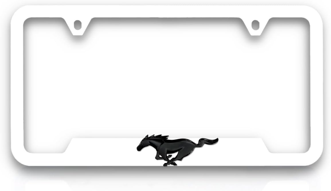 Ford Mustang Plastic License Plate Frame Tag Holder with 3D Emblem