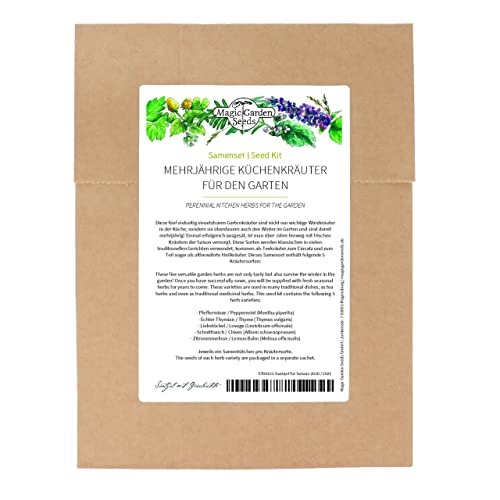Erbe perenni da cucina per il giardino - Set di semi con 5 piante aromatiche resistenti al freddo