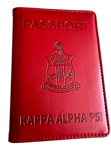 Red Kappa 1911 Alpha Psi Red Passport Cover Holder Vegan Leather