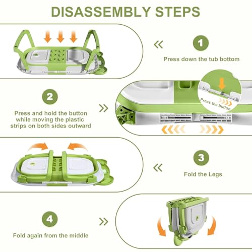 image for TPN Collapsible Baby Bathtub, Baby Bath Tub with Soft Cushion & Real-T