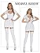 Women's Shiny Latex Leather Dresses Short Sleeves Zipper Teddy Bodycon Wet Look Mini Dress Club Night Out - White - XS