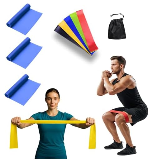 Kit 3 Faixas Elásticas Tera Band + 5 Miniband + 1 Bolsa Treino Em Casa Exercício Físico Emagrecer Recuperação Fisioterapia Academia Yoga Pilates Faixa De Resistência Elástico Extensor Alongamento