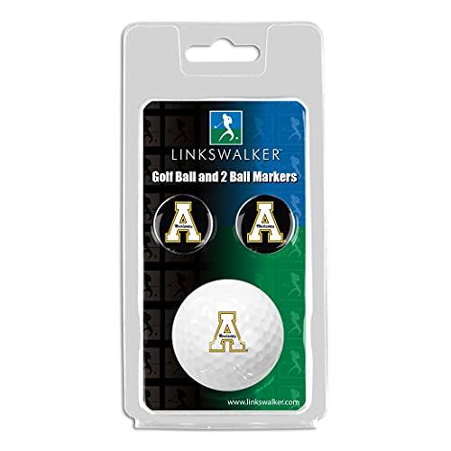 LinksWalker Appalachian State Mountaineers Golf Ball Gift Pack with 2 Team Ball Markers Regulation Size 2-Piece
