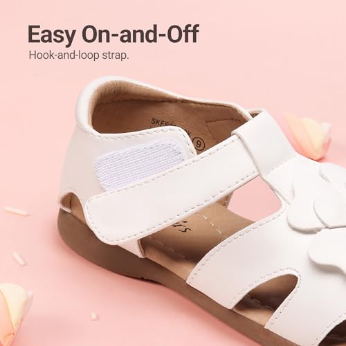 Image of DREAM PAIRS Girls Toddler /Little Kid Closed-Toe Flower Summer Dress Sandals Shoes