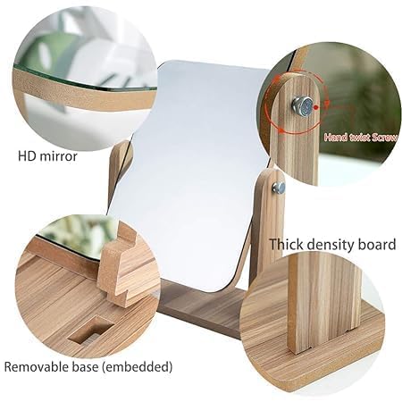 Image of Elegant Mirror with Stand for Vanity Table, Large Makeup Mirror with Adjustable Angle and Sturdy Base, Perfect for Dressing Room, Bedroom, or Bathroom Decor, Square