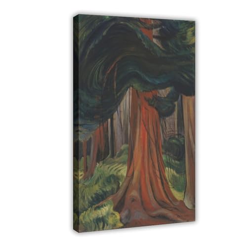 Toile de cèdre rouge Emily Carr cadre bois suspension verticale 61x91