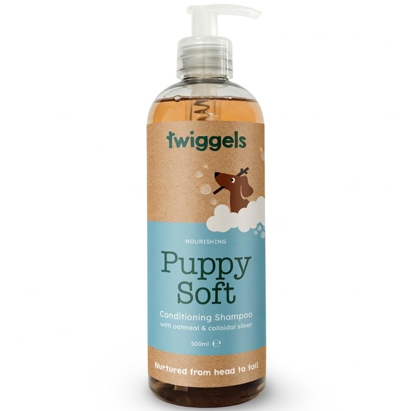 Twiggels Puppy Soft Dog Shampoo, Gentle Care for Puppies and Soft Coats, Tear Free Sensitive Formula, Conditioning and Nourishing, Natural Ingredients, Made in UK, Vegan, 500ml