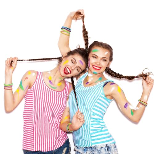 Image of Hotop 100 Pcs Multicolor 80s Silicone Jelly Rubber Bracelets Hair Tie Women