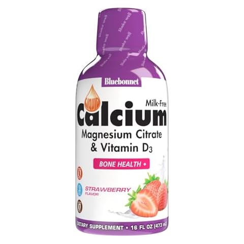 Bluebonnet Nutrition Liquid Calcium Citrate Calcium Citrate, Magnesium Citrate, Vitamin D3, Bone Health, Gluten Free, Soy Free, Milk Free, Kosher, 32 Servings, Strawberry Flavor, 16 Fl Oz (Pack of 1) Cover