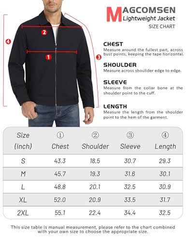 Magcomsen MCS-L22M709-471-BLACK-XL Black Jacket Lightweight Windbreaker Spring Fall Jackets Zip Up Light Coat Business Casual Jacket thumb #5