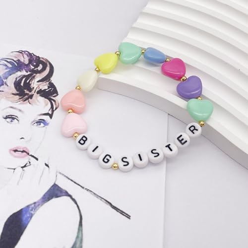 Image of Fuqimanman2020 Big Sister Bracelet Colorful Little Sister Bracelet Letter Beads Bracelet for Sister Jewelry Gift
