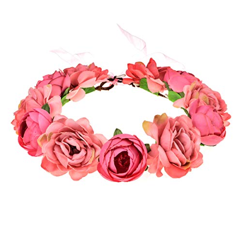 Floral Fall Romantic Flower Crown Hair Wreath Bridal Headpiece Blush Purple Flower Headband FL-06 (A-Blush)