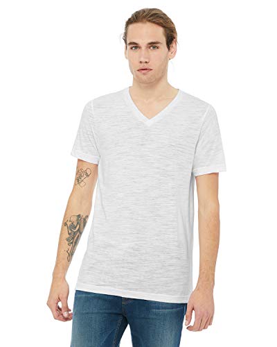 Bella+Canvas Comfortable V-Neck Jersey T-Shirt, Medium, White Slub #TOP8