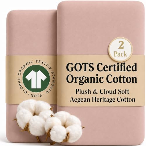 Image of 2 x GOTS 100% Organic Cotton Bedside Bassinet Sheets 33x20 and 35x19 Compatible with Maxi Cosi Iora, Baby Delight, Koola Baby Bond, Harppa Cudly 3 in 1 - Luxury Turkish Cotton - Boy, Girl