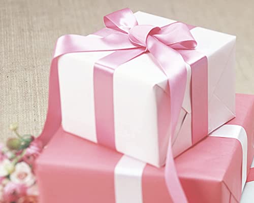 Image of Double Face Pearl Pink Satin Ribbon 7 /8 inch X 25 Yards Polyester Pearl Pink Ribbon for Gift Wrapping Very Suitable for Weddings Party Invitation Decorations and More