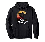 Cat Daddy Vintage Eighties Style Cat Retro Distressed Pullover Hoodie