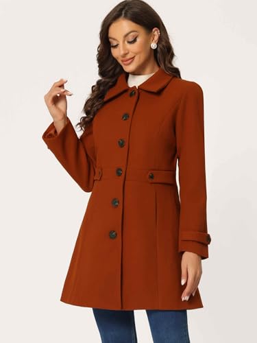 Image of Allegra K Women's Winter Classic Overcoat with Pockets Single Breasted Coat | Soft pea coat, Fully lined outerwear, Trendy, Fall office peacoat, Warm casual holiday everyday wear,