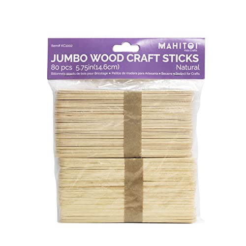 Mahitoi 80 Pieces Natural Wood Jumbo Craft Sticks 5.75 Inch, Perfect For Arts & Crafts Project, Decoration, Organization, Birthday, Gardening, Classroom Use, Weeding Program Of Paint Mixing Diy #TOP4