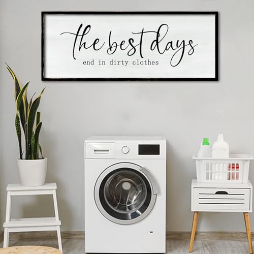 RLWangChao Laundry Room Wall Decor 3212 Inch Inspirational Quote for Farmhouse Bathroom Shower Room above the Sign Rustic Bathtub Plaque Funny Horizontal Large Art (Black)
