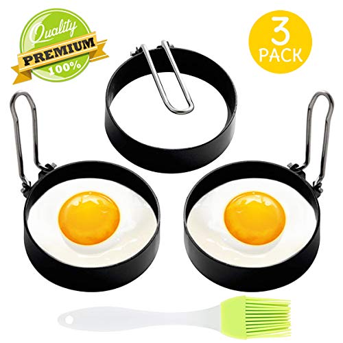 Egg Ring, 3 Pack Egg Pancake Maker Mold, Stainless Steel Non Stick Circle