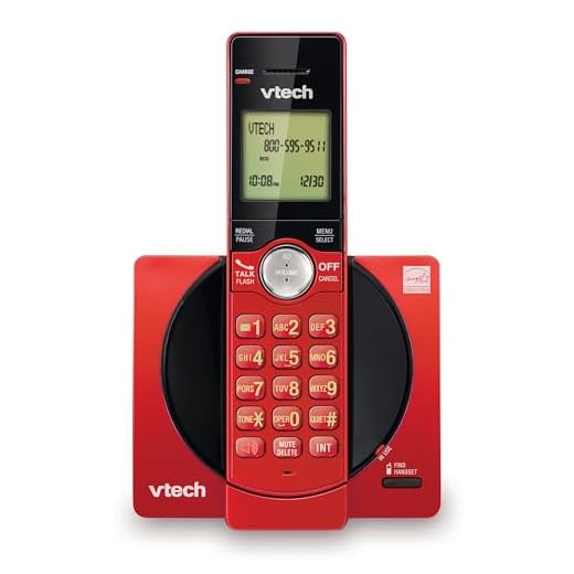 VTech Cordless Phone for Home with Caller ID/Call Waiting, CS6919-16 Landline Phones, Illuminated Keypad, Full Duplex Speakerphone, Wall Mount, Red