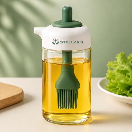 Image of 250 Ml 2-in-1 Glass Oil Dispenser With Silicone Brush, Multi-Use For Cooking, Baking, BBQ, Marinating & Dosa (Pack Of 1,Multi Colour)