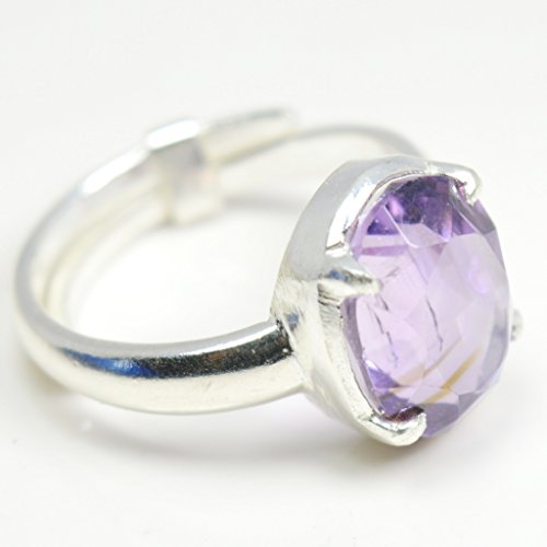 Bague améthyste 5 carats argent sterling 92.5 ajustable pierre violette