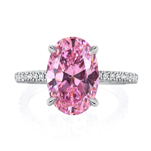 3.5CT Yellow/Pink Stone Oval Cut Engagement Ring, S925 Silver Promise Ring for Women