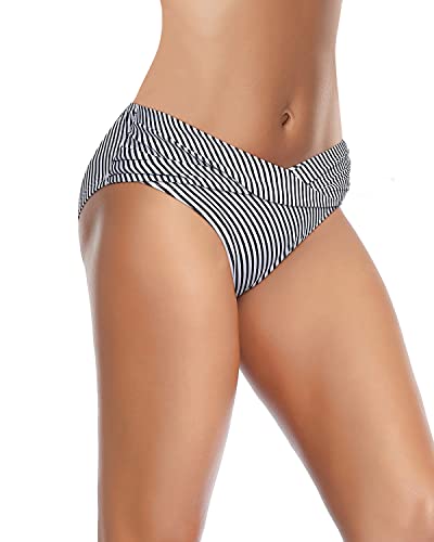 Image of Tempt Me Women Twist Bikini Bottom Moderate High Cut Bathing Suit Bottoms Ruched Swimsuit Bottom