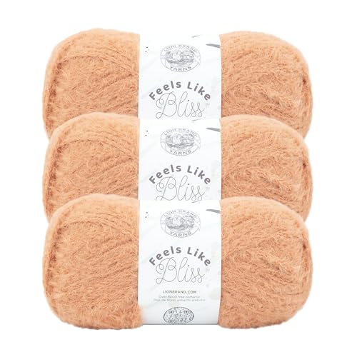 Image of Lion Brand Yarn Feels Like Bliss, Bulky Yarn for Knitting, Peach, 3 Pack
