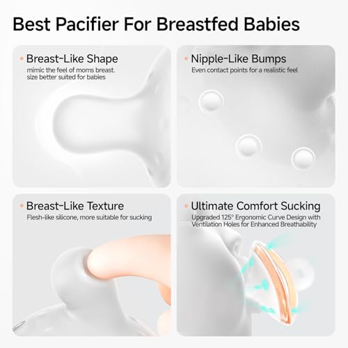 Image of Garkoko Baby Pacifiers 0-6 Months, Upgraded One-Piece Silicone Binky with PPSU Anti-Swallowing Ring, Breast-Like Pacifier for Breastfed Babies, BPA-Free Newborn Essentials