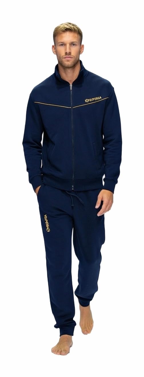 Superga Tuta Uomo Cotone Estiva - Tuta Uomo Completa in Felpa di Cotone Estiva - Sportiva - 4