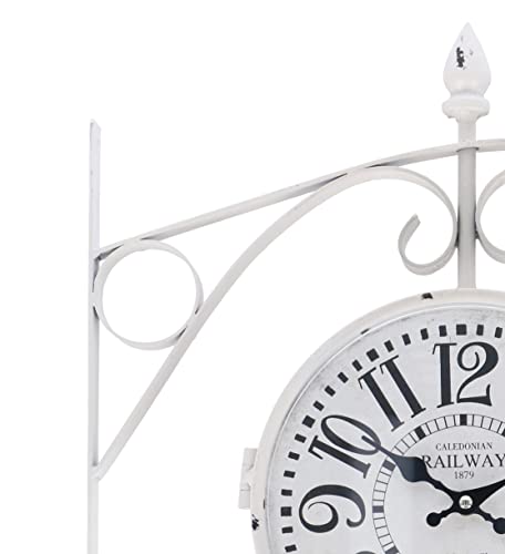 Horloge murale station ferroviaire double face rétro métal 24cm