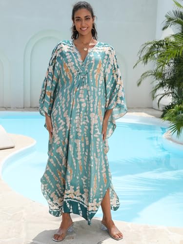 Image of KEYLORTING Plus Size Kaftan Dress Women, African Moo Moo Print Caftan, Batwing Dress, Beach Cover Up for Party and Loungewear