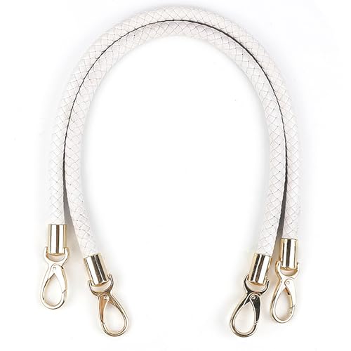 WANYI Manici per Borse in Pelle，2 Pcs 60CM PU Tracolle in Pelle per Borse，Ricambio Cinghie per Manico con Moschettone Per le Borse Ascellari Fai Da Te (Bianco)
