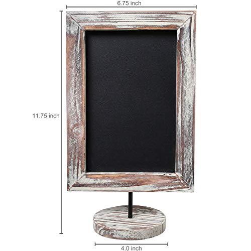 Mygift Set Of 3 Rectangular Torched Wood Frame Tabletop/Countertop Chalkboard Sign With Round Base #TOP2