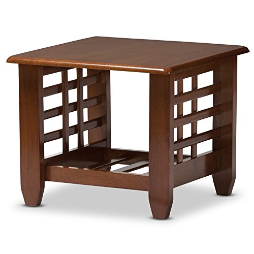 Baxton Studio Larissa Modern Classic Mission Style Cherry Finished Brown Wood Living Room Occasional End Table #TOP4