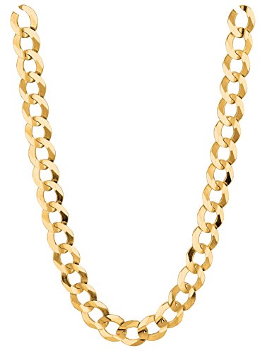 10K Solid Yellow Gold Comfort Concave Cuban Curb Link Chain Necklace 7Mm 18"-30" (22 Inches)