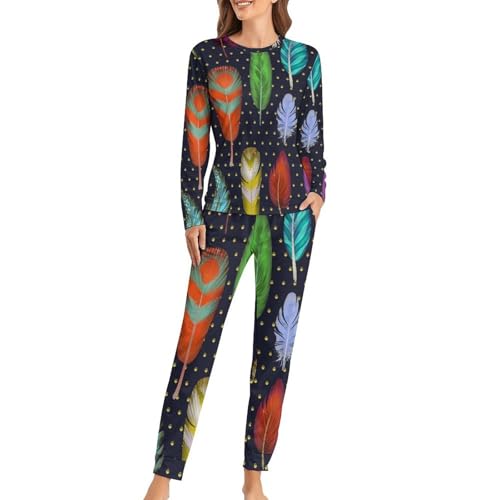 Ensemble pyjama femme sleepwear vêtement de nuit manches longues pantalon