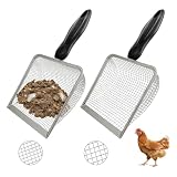 2pcs Hühnerkotschaufel, Chicken Poop Scooper mit 3.8mm & 5mm Mesh，Hühnerstall Zubehör Geeignet zum Reinigen von Katzen- und Hühnerkot Kleine Tierscheiße (Square)