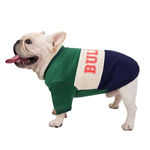 Smniao Hunde Kleidung Französische Bulldogge Kostüm Haustier Patchwork Sweatshirts für Kleine Hunde Katze Chihuahua (XL, Grün) Cover